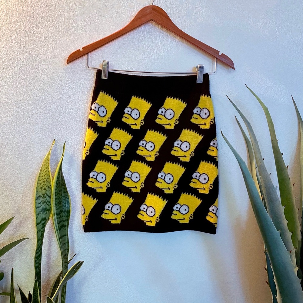 Jeremy Scott Intarsia Knit Skirt w/ Bart Simpson